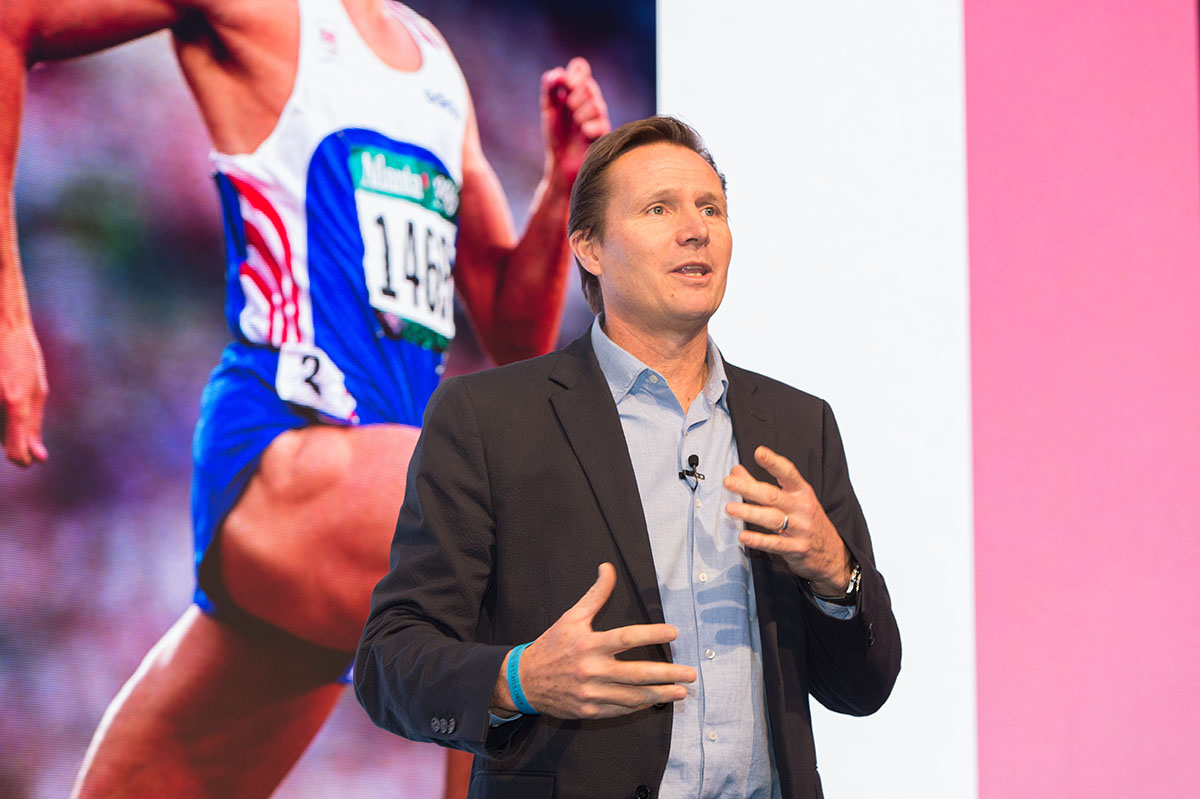 Roger Black talking at an event