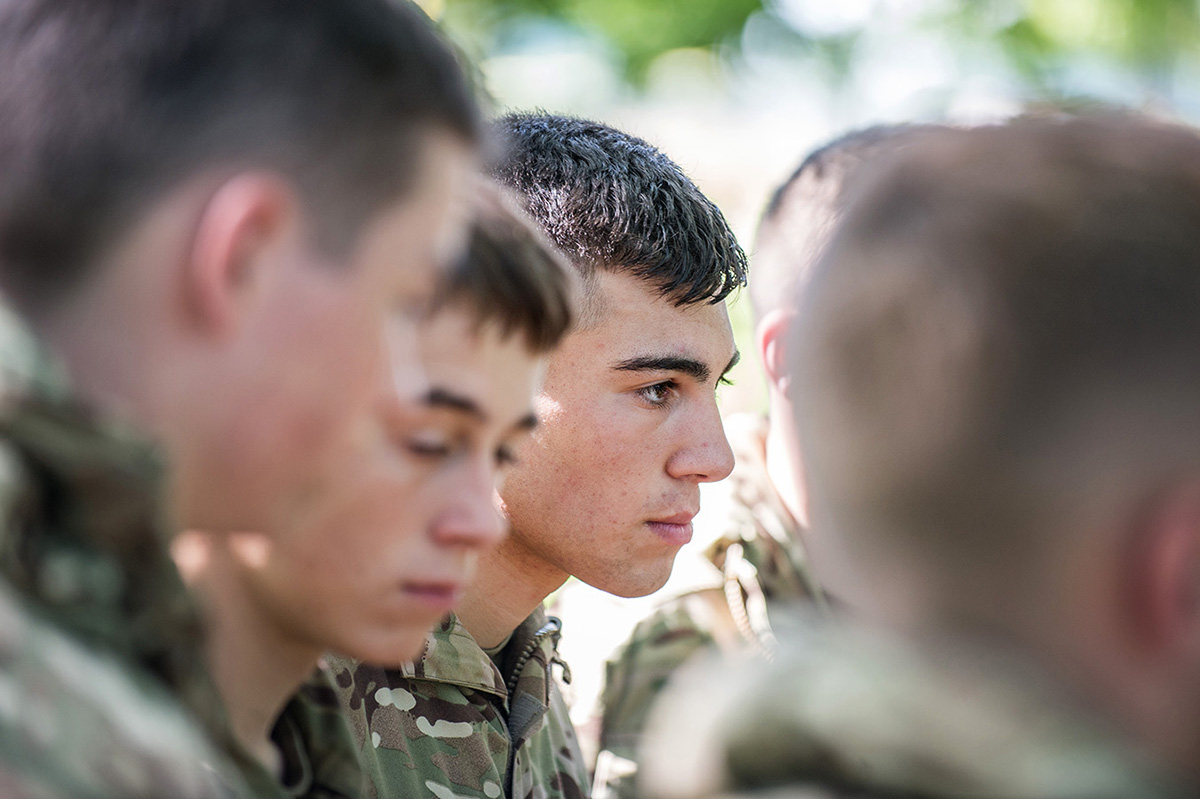 Editorial photograph of army recruit