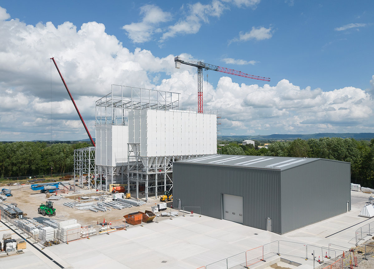 Drone photograph of a factory being built