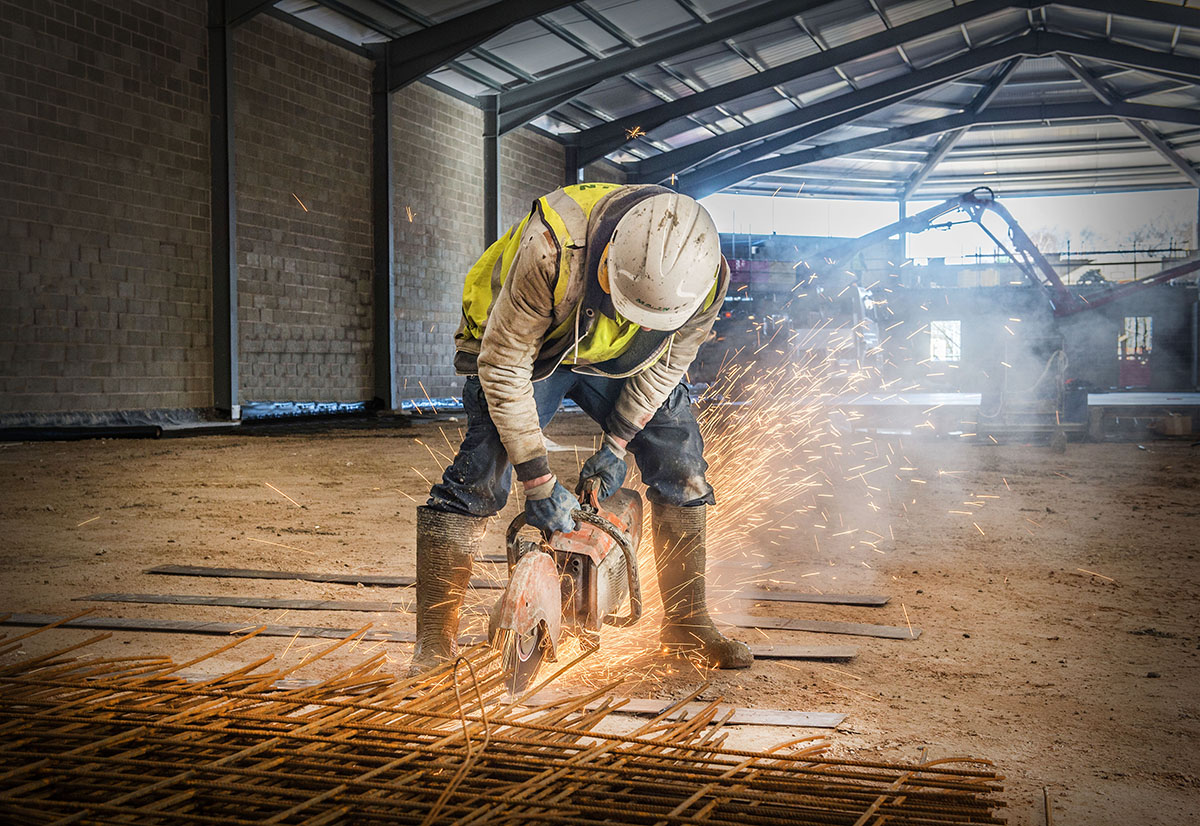Sparks flying off a grinder
