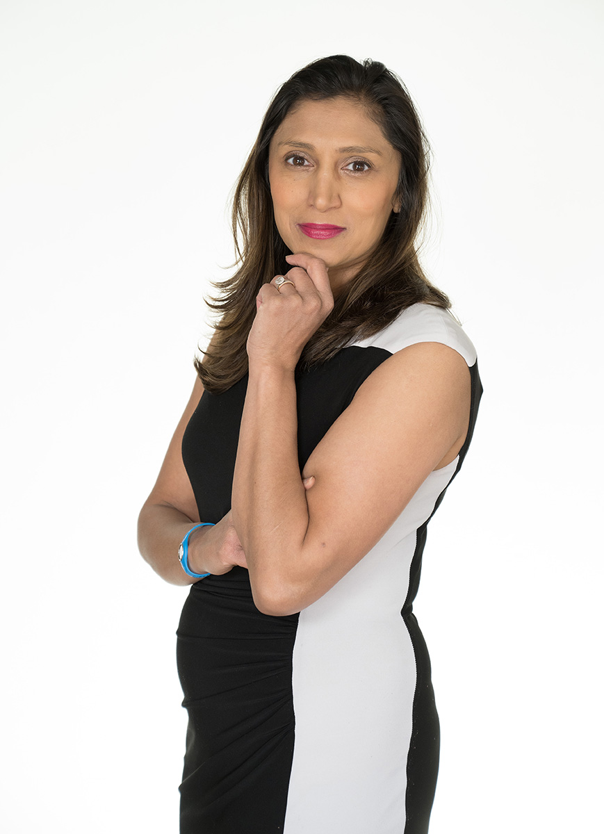 Portrait against white backdrop