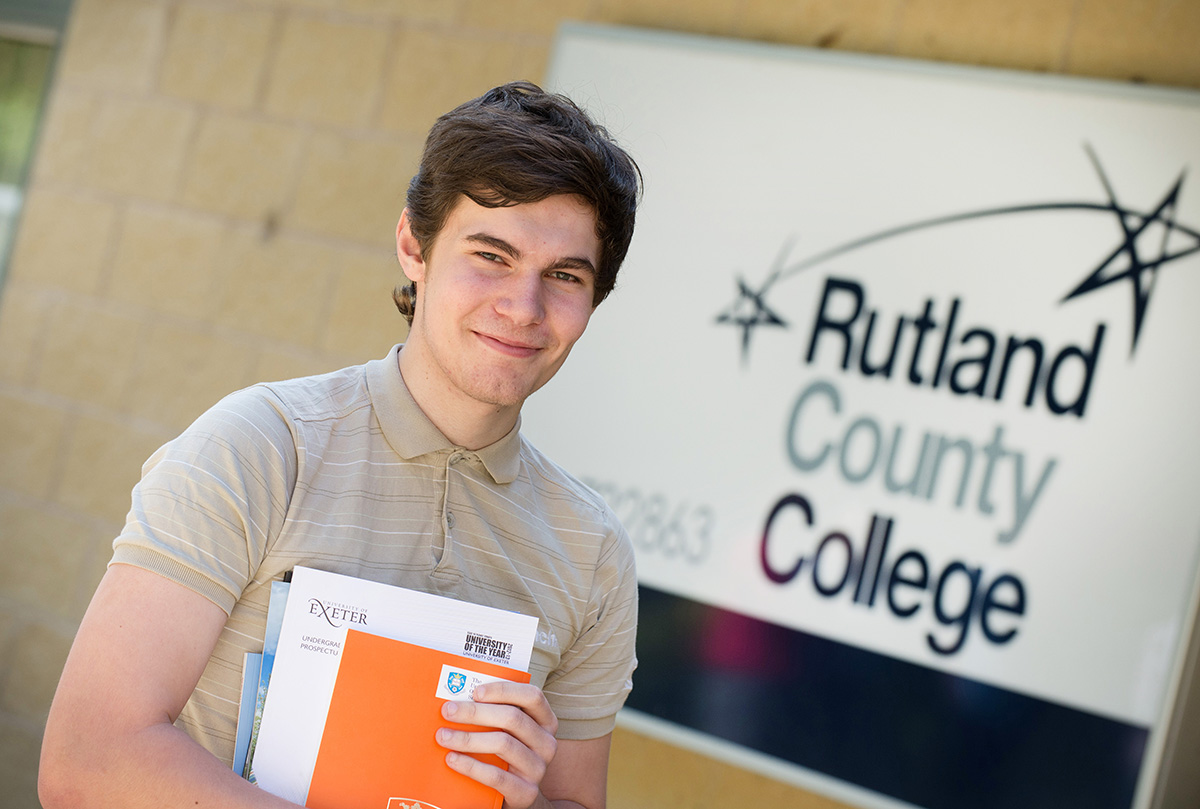 Student with college literature